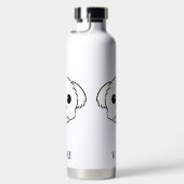 舌を突き出したかわいい白いビコンフリーズ犬 ウォーターボトル (右面)