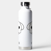 舌を突き出したかわいい白いビコンフリーズ犬 ウォーターボトル (左面)