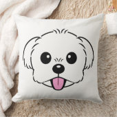 舌を突き出したかわいい白いビコンフリーズ犬 クッション (ブランケット)