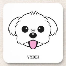 舌を突き出したかわいい白いビコンフリーズ犬 コースター