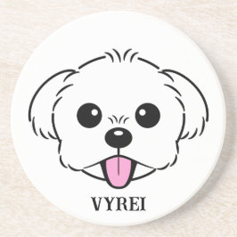 舌を突き出したかわいい白いビコンフリーズ犬 コースター