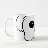 舌を突き出したかわいい白いビコンフリーズ犬 コーヒーマグカップ (左)
