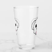 舌を突き出したかわいい白いビコンフリーズ犬 タンブラーグラス (左)