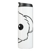 舌を突き出したかわいい白いビコンフリーズ犬 タンブラー (回転右)