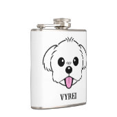 舌を突き出したかわいい白いビコンフリーズ犬 フラスク (右)