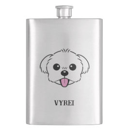 舌を突き出したかわいい白いビコンフリーズ犬 フラスク