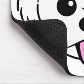 舌を突き出したかわいい白いビコンフリーズ犬 マウスパッド (コーナー)