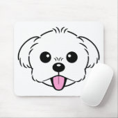 舌を突き出したかわいい白いビコンフリーズ犬 マウスパッド (マウス)