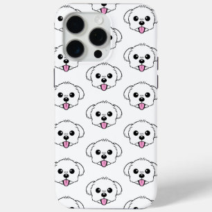 舌を突き出したかわいい白いビコンフリーズ犬 iPhone 15 PRO MAXケース