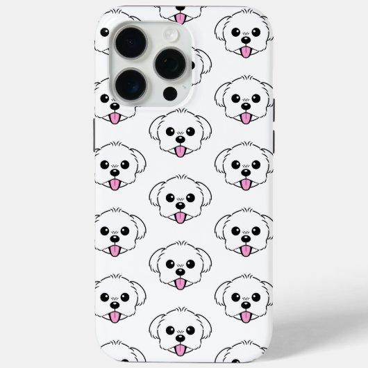 舌を突き出したかわいい白いビコンフリーズ犬 Case-Mate iPhoneケース (裏面)