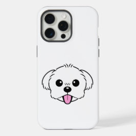 舌を突き出したかわいい白いビコンフリーズ犬 iPhone 15 PRO MAXケース