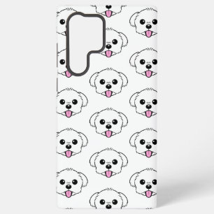 舌を突き出したかわいい白いビコンフリーズ犬 SAMSUNG GALAXY S22 ULTRAケース