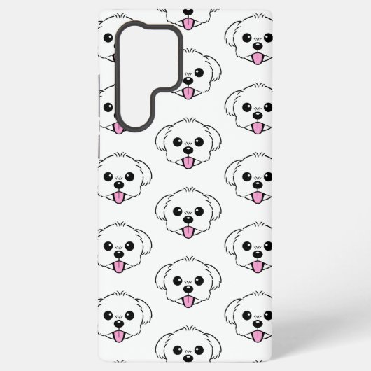 舌を突き出したかわいい白いビコンフリーズ犬 SAMSUNG GALAXYケース (裏面)