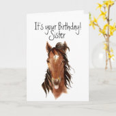 舌を突き出ているより古い姉妹の誕生日の馬 カード (黄色い花)