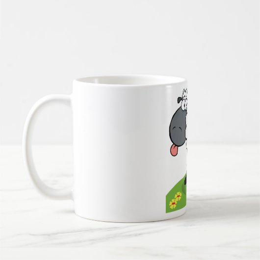 舌を突き出ているヒツジ コーヒーマグカップ (左)
