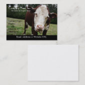 舌を突き出ている白い直面された牛 名刺 (正面/裏面)