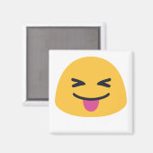 舌を閉じた目を突き出す絵文字 マグネット (正面/裏面)