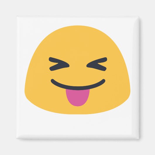 舌を閉じた目を突き出す絵文字 マグネット (正面)