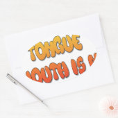 舌タイ:舌おもしろい引用文カラフル文字芸術 楕円形シール (封筒)