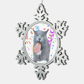 舌得を猫に? スノーフレークピューターオーナメント (右)