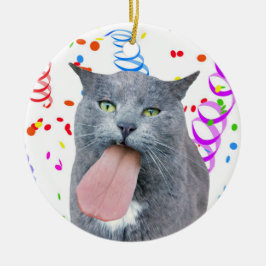 舌得を猫に？セラミックオーナメント セラミックオーナメント