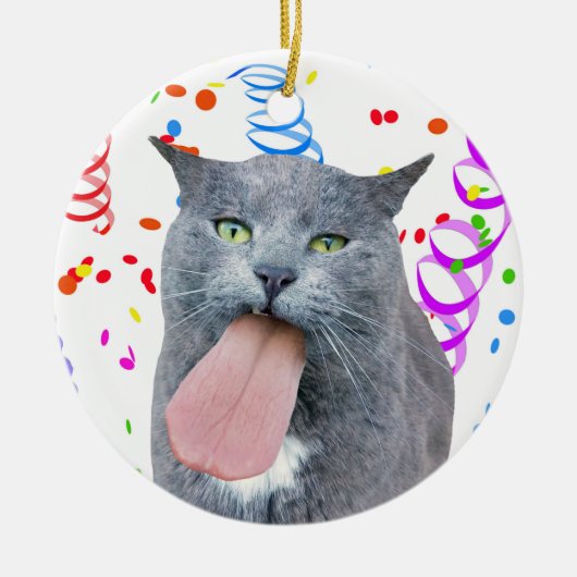 舌得を猫に?セラミックオーナメント セラミックオーナメント (正面)