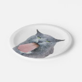 舌得を猫に？ ペーパープレート (アングル)