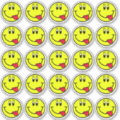 舌間抜け出し笑顔顔絵文字シール シール (正面)