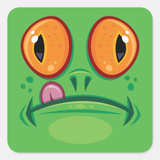 舌顔付きカエル スクエアシール (正面)