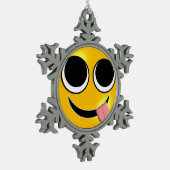 舌Emoji スノーフレークピューターオーナメント (左)