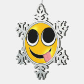 舌Emoji スノーフレークピューターオーナメント (右)