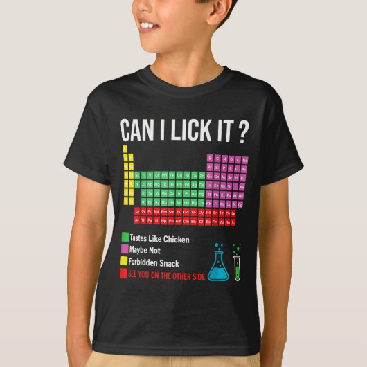 舐めてもいい?周期表チャート理科学教師 Tシャツ (正面)