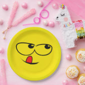 舐める顔おもしろい絵文字パーティー ペーパープレート (パーティー)