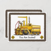 舗装機械建築キッズパーティの招待状 招待状 (正面/裏面)