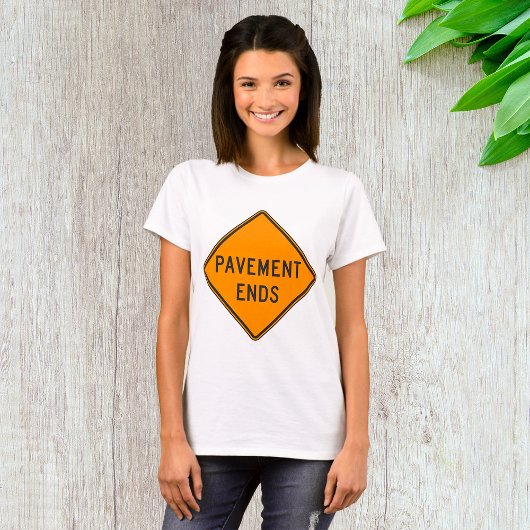 舗装終了道路標識 交通警告 Tシャツ