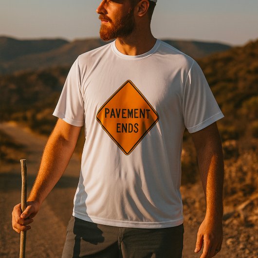 舗装終了道路標識 交通警告 Tシャツ