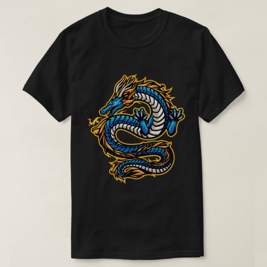 舞い上がるブルードラゴン Tシャツ (デザイン正面)