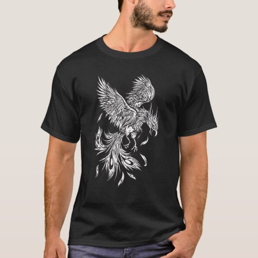 舞い上がる鳳凰の鳥神話上の生き物 Tシャツ (正面)
