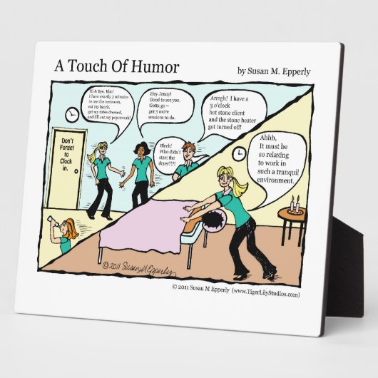 舞台裏の「ユーモアのTouch」マッサージ漫画 フォトプラーク (側面)