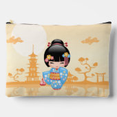 舞妓こけしの人形かわいい日本の芸者イエロー アクセサリーポーチ (正面)