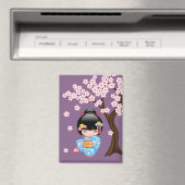 舞妓こけしの人形かわいい芸者ガールパープル マグネット (インサイチュ (食洗機))