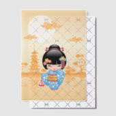 舞妓こけしの可愛い日本の芸者イエローインサート ベラム紙招待状 (オフセット (招待状))