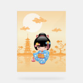 舞妓こけし人形かわいい芸者ガールイエロー アクリルサイン (正面)