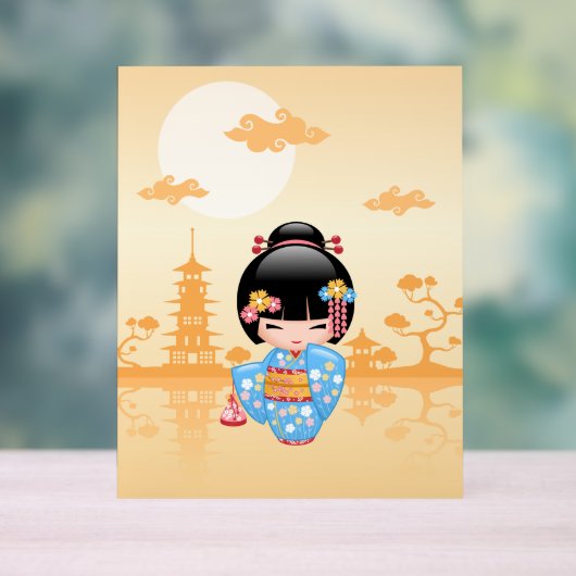 舞妓こけし人形かわいい芸者ガールイエロー アクリルサイン (ニュートラル)