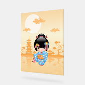 舞妓こけし人形かわいい芸者ガールイエロー アクリルサイン (傾斜)