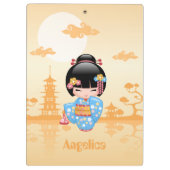 舞妓こけし人形かわいい芸者ガールイエロー クリップボード (裏面)