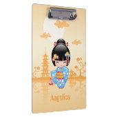 舞妓こけし人形かわいい芸者ガールイエロー クリップボード (右)