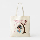 舞妓こけし人形 – 青い着物芸者ガール2 トートバッグ (裏面)