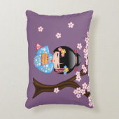 舞妓こけし人形 – 青い着物芸者ガール アクセントクッション (正面(垂直))