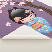 舞妓こけし人形 – 青い着物芸者ガール シェルパブランケット (3/4)